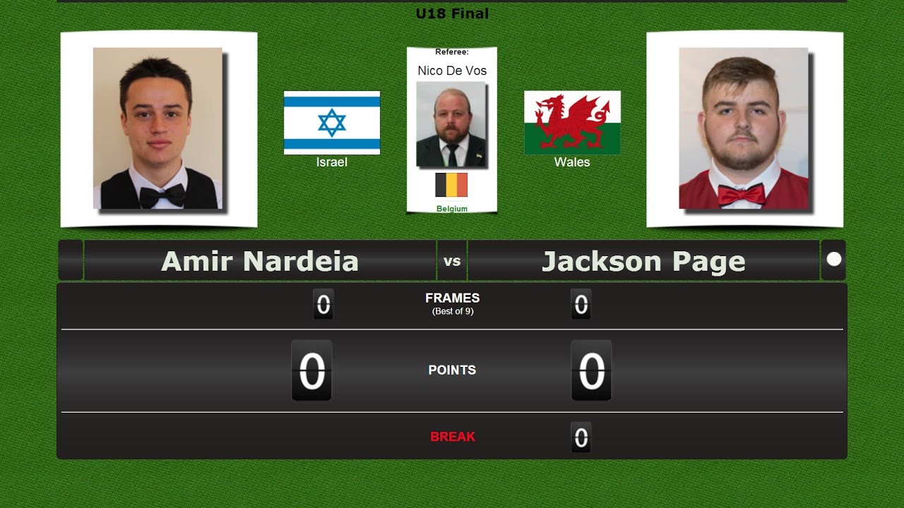 Snooker U18 Final : Amir Nardeia vs Jackson Page