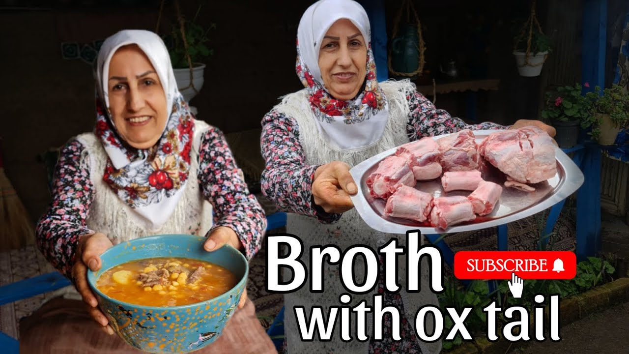 Broth with ox tail 🐄 @Cooking_rural 🏡 #ruralcuisine #cookingvlog #rural #ruralcooking #village