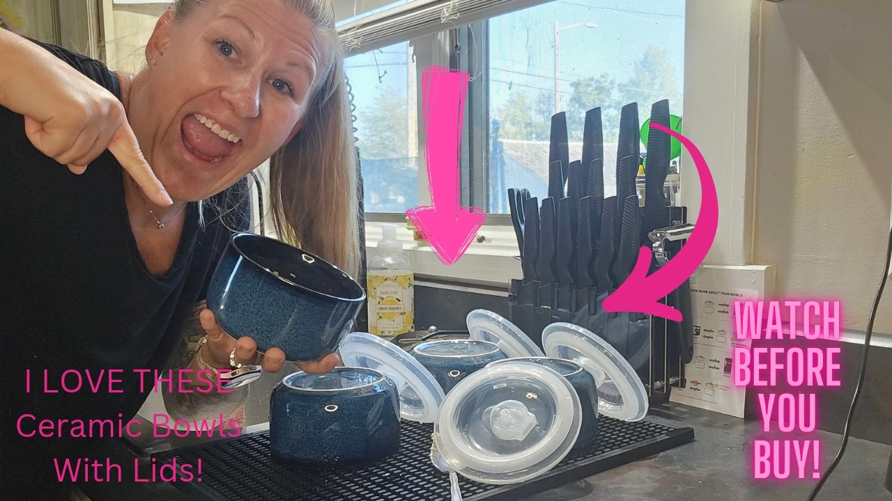 Ceramic Bowls Set w/Lids: Set of 4 Microwave Safe for Soup Meal Prep Cereal Salad Fruit