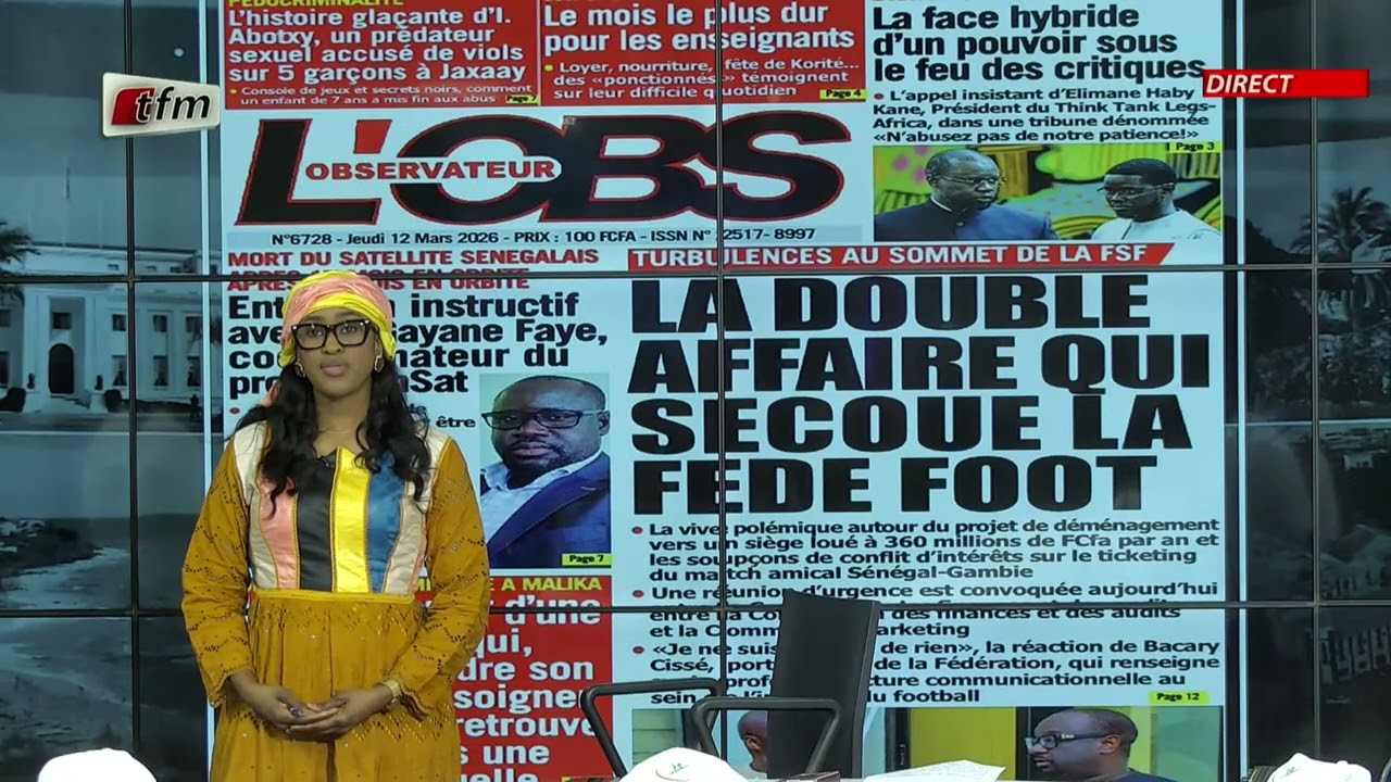 Une de l’Observateur & Record - Infos Matin  - 12 Mars 2026