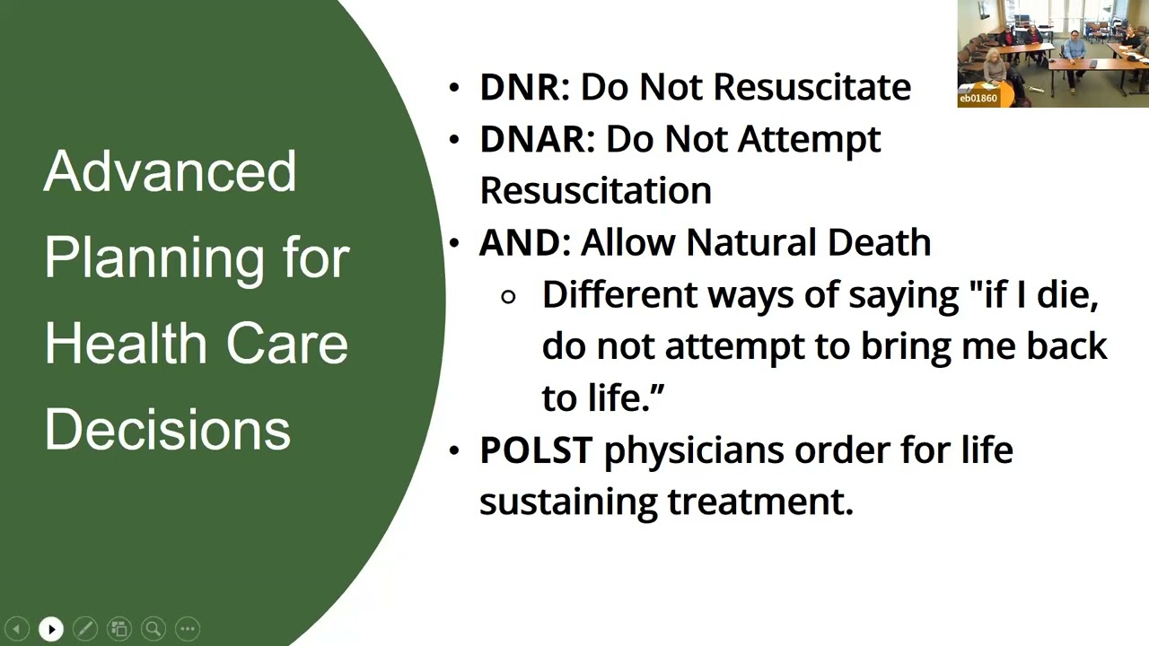 Advanced Planning for Health Care Decisions – Dr. Johanna Koch