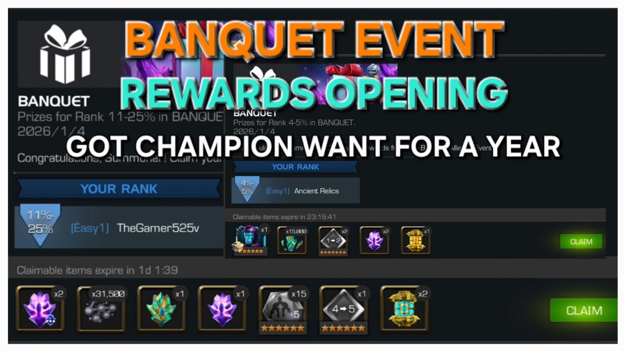 MCOC Banquet Event Rank Rewards Opening | Contribute 33600 points in Banquet 
