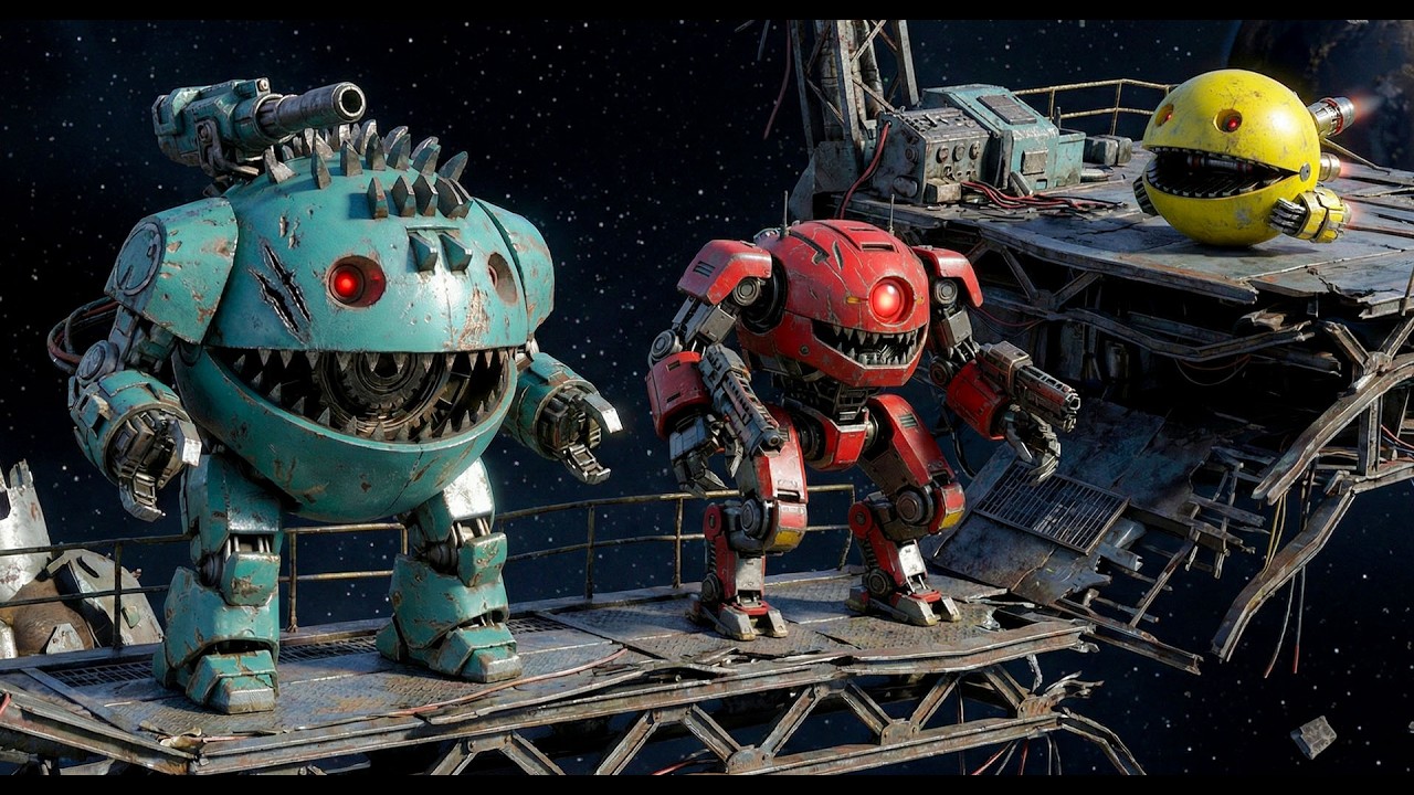 Pacman and Walking Robot Blade Face a Dynamic Robot Labyrinth on the Moon