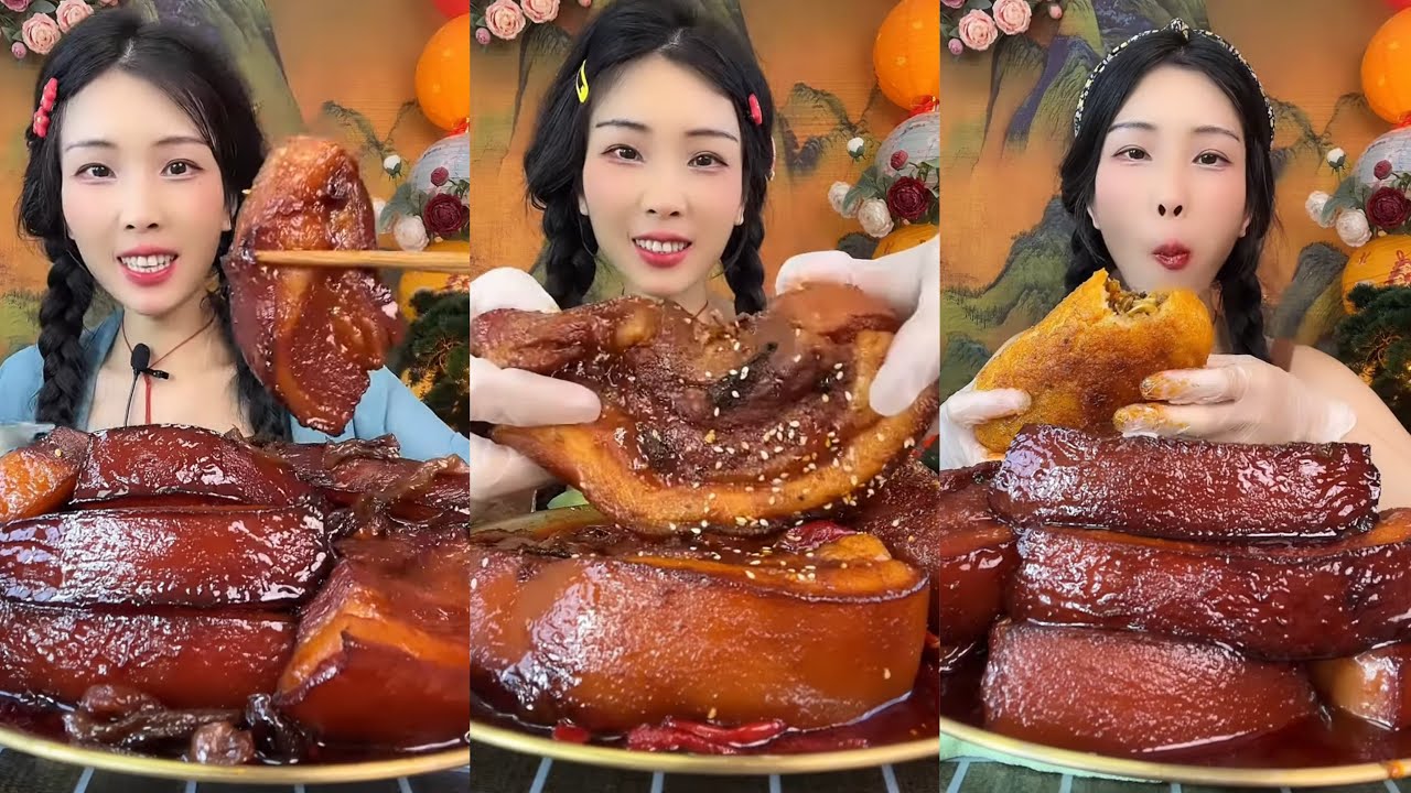 [ASMR] [MUKBANG] 紅燒肉GIANT PORK BELLY MUKBANG SHOW EATING SHOW #asmr #eatingshow #mukbang #food