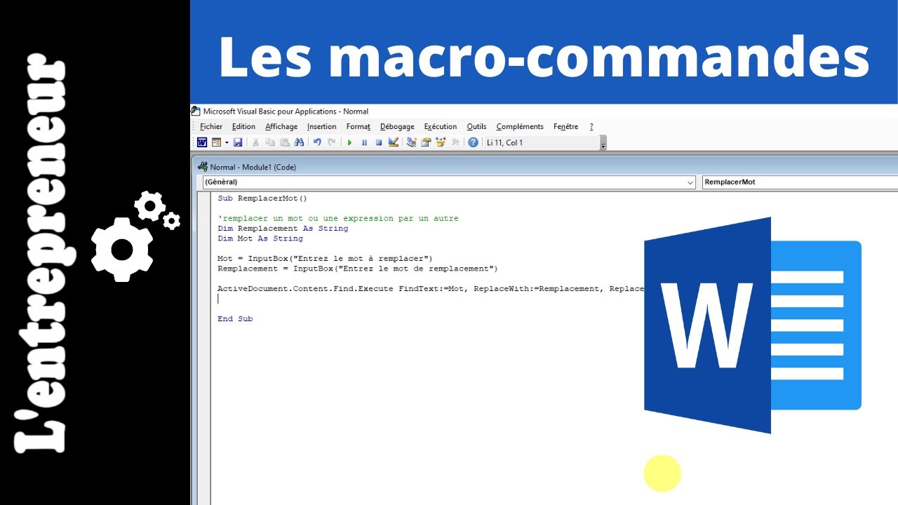Faire des MACRO-COMMANDES sur WORD