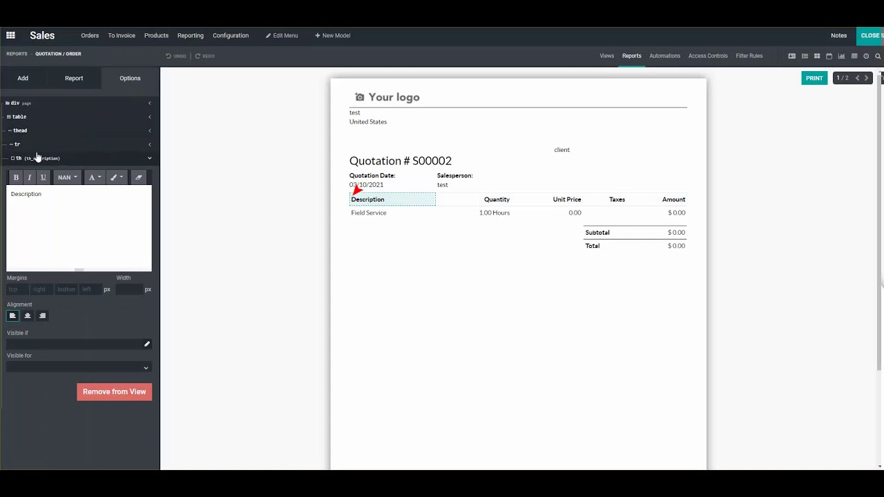 Hide a sales order line with Studio