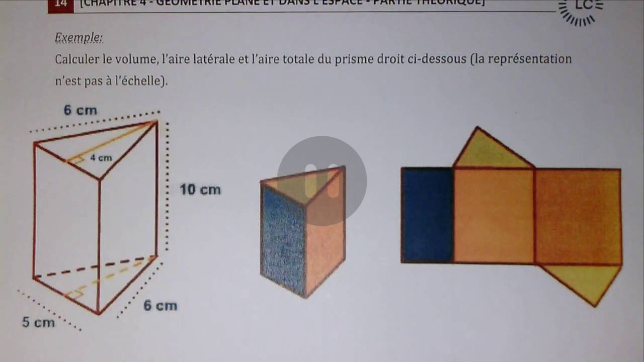 Aire latérale et totale d'un prisme droit