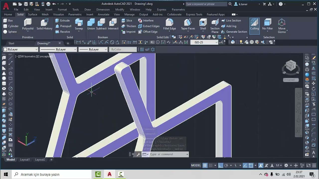 Autocad katı model sandalye çizimi video