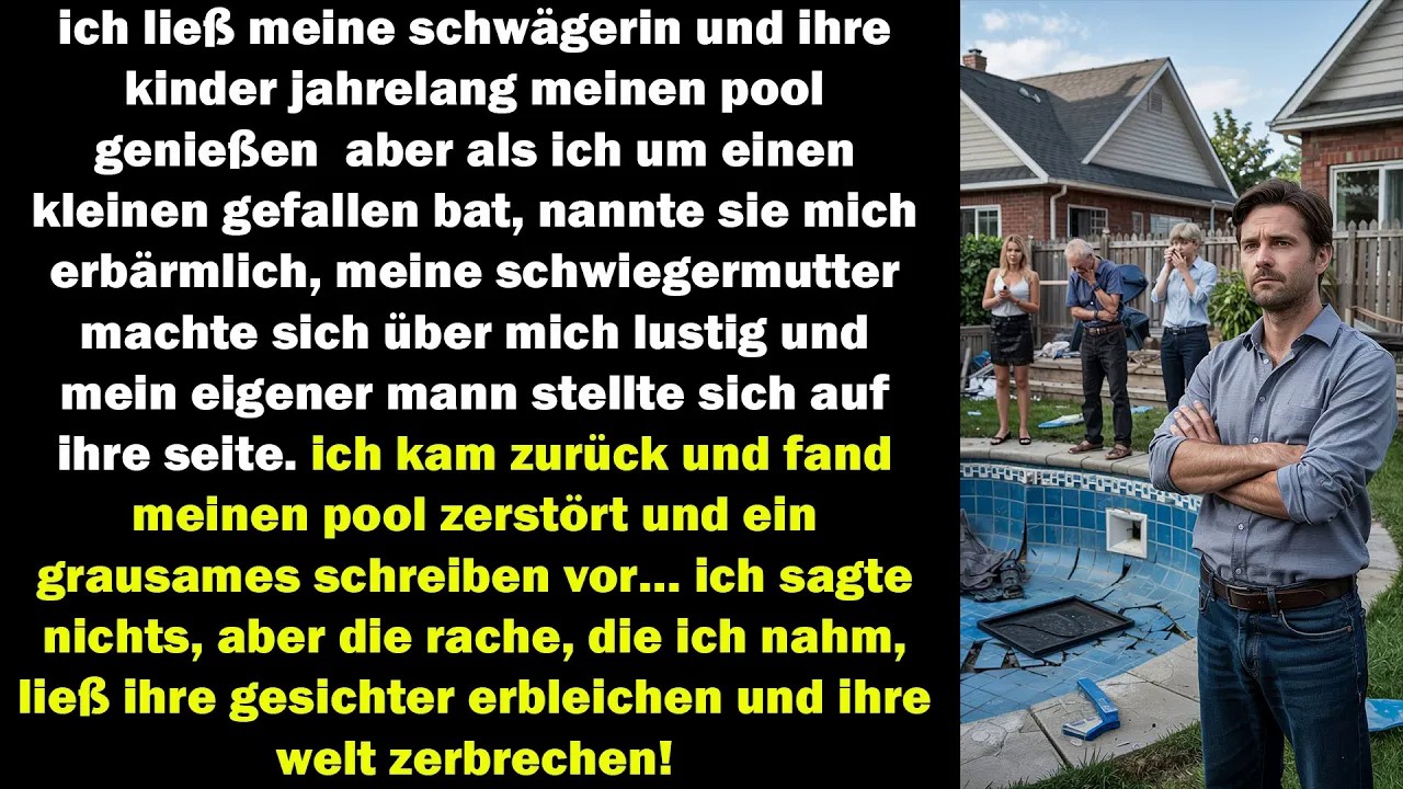 meine schwägerin zerstörte meinen pool aus rache – was ich dann tat, ließ alle vor schock erblassen!