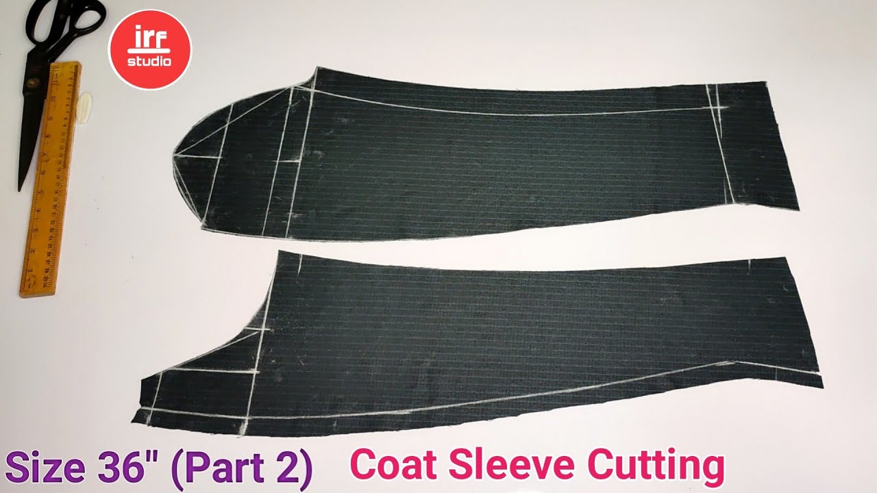Size 36 Coat Sleeve Cutting Full Tutorial | Single Breast Coat Sleeve Cutting | Coat Ki Baju Cutting