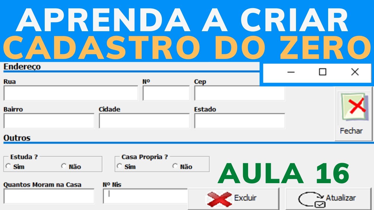 Minimizar Maximizar e Fechar em Userform via Código Excel VBA | Criando Cadastro do Zero Aula 16