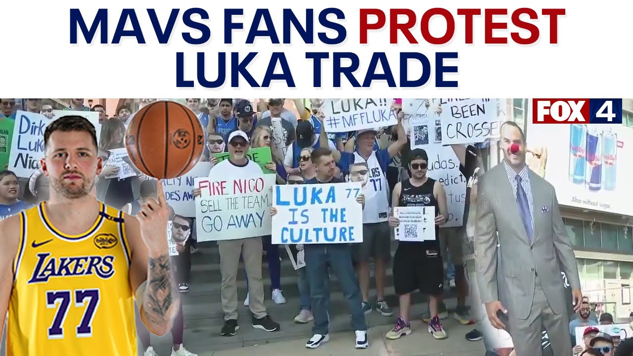 Mavs fans protest Luka Doncic trade outside of AAC