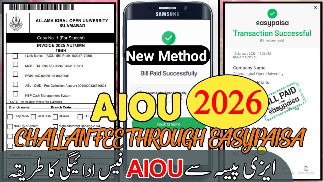 How to Pay AIOU Fee via Easypaisa 2026: New Method for Submitting Challan Fees