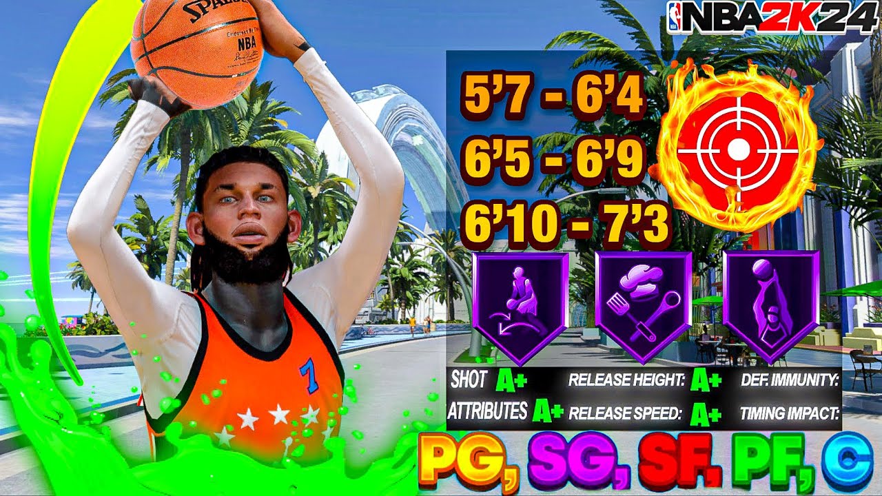 BEST JUMPSHOTS for ALL BUILDS + HEIGHT + 3PT RATING in NBA 2K24!