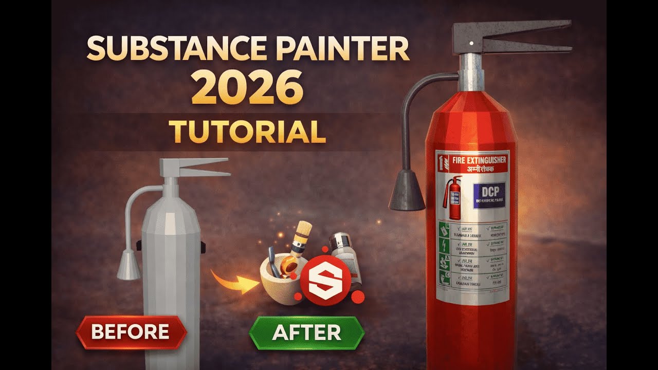 Texturing a Fire Extinguisher in Substance Painter 2026 | Game Prop Workflow
