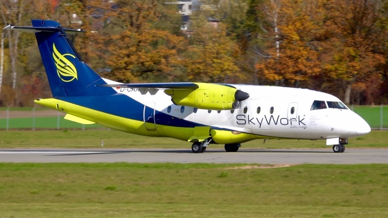 VERY LAST SkyWork FLIGHT! Dornier 328 D-CAAQ (ex HB-AER) Take-Off * Great Turboprop Sounds!