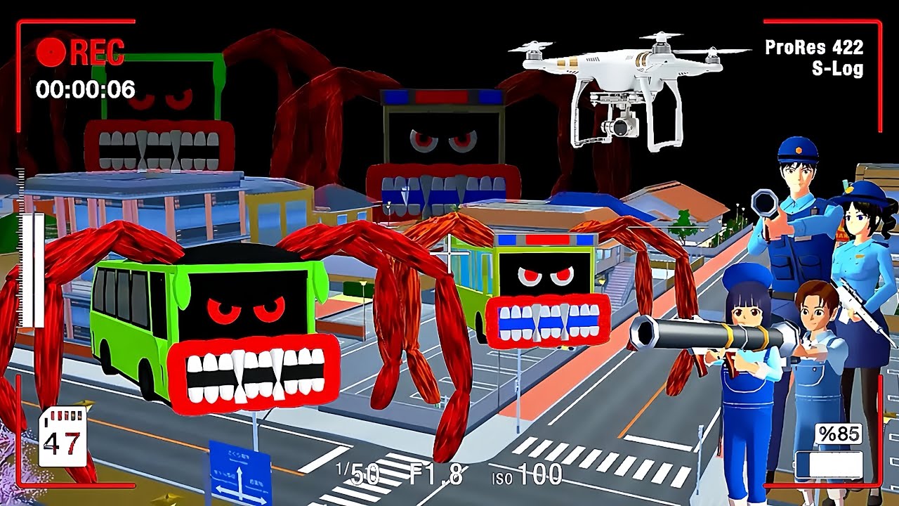 Yuta Mio Panik DRONE REKAM BUS EATER KEMBAR Mengamuk || sakura schol simulator 