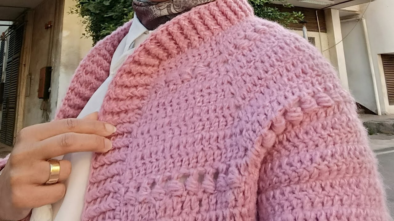 بلوفر كروشيه جاكيت مفتوح كروشيه بغرزة بسيطه سهل جدا crochet jacket cardigan 