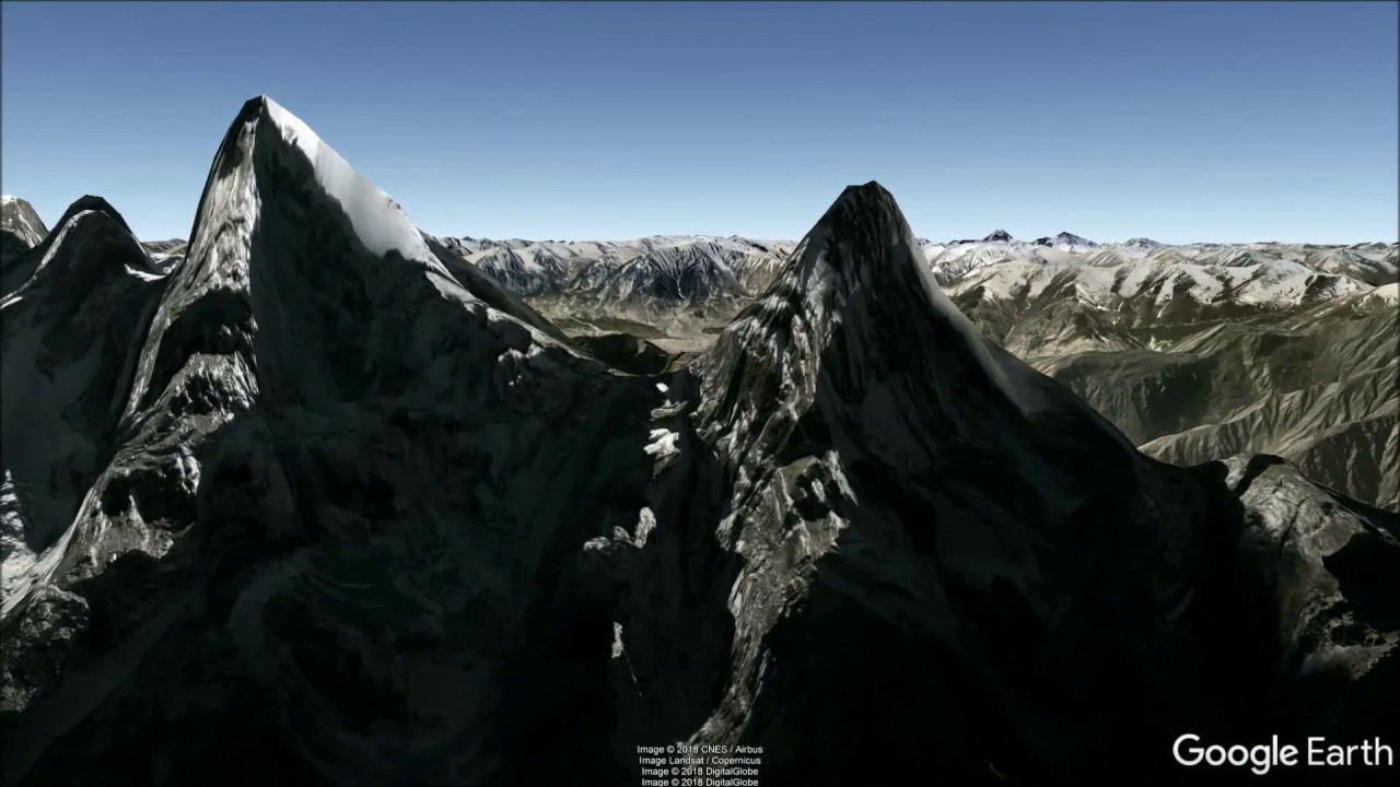 Masherbrum to Sherpi Kangri, Kashmir Karakoram, Google Earth Flying Tour