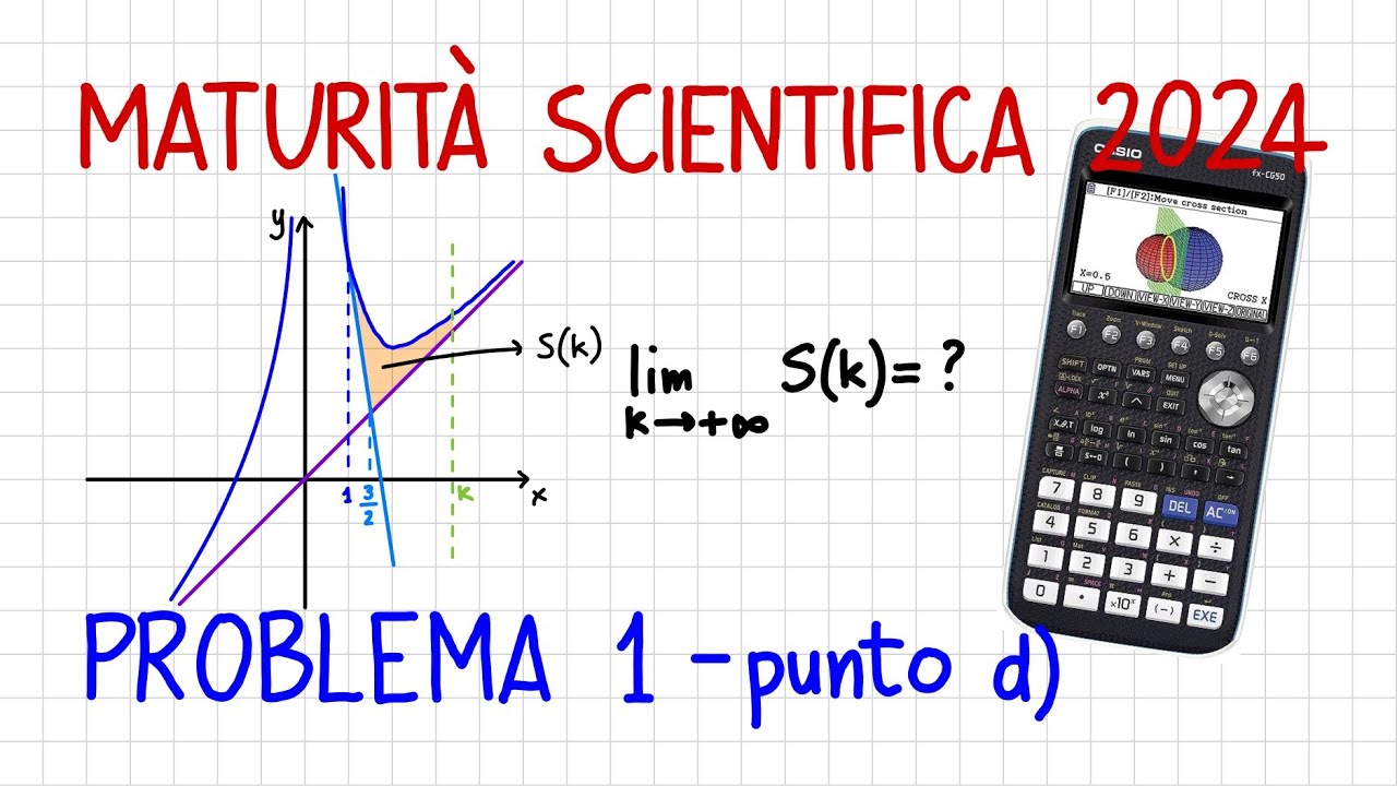 MATURITÀ SCIENTIFICA 2024 - PROBLEMA 1 - punto d) con calc. grafica CASIO fx CG50 _ MZ43 _ CG835