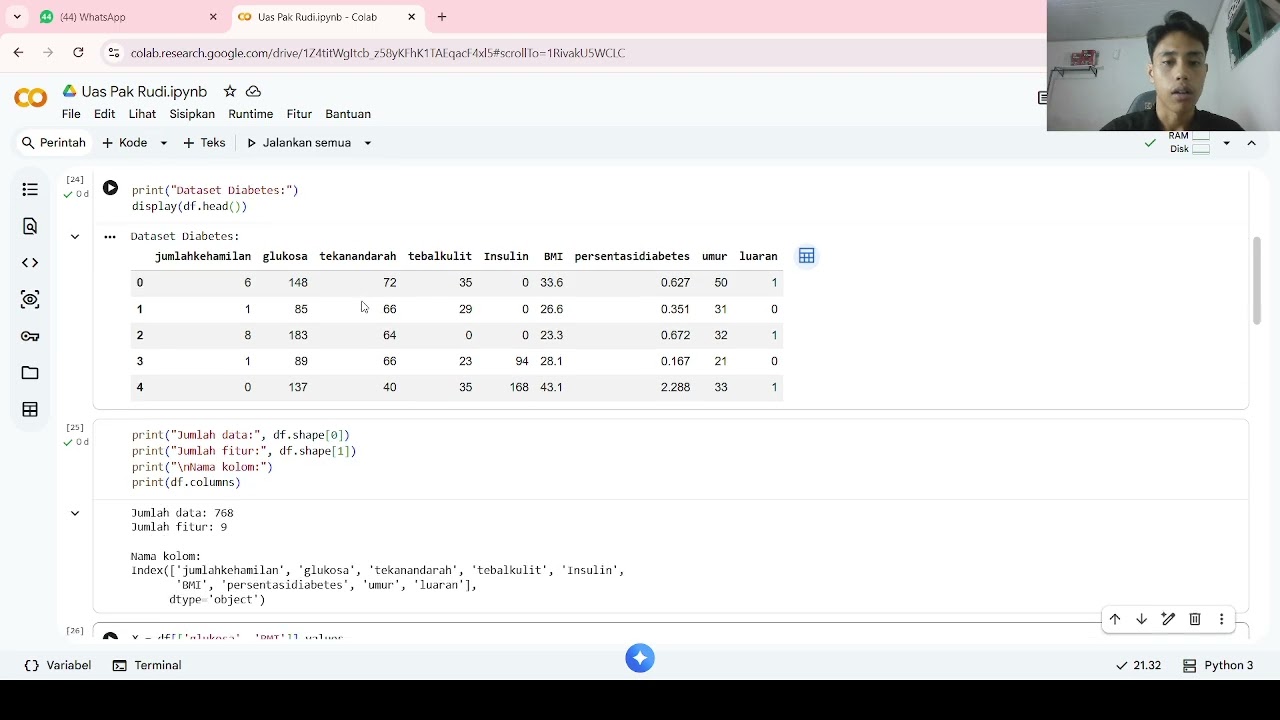 Penerapan algoritma Mean Shift Teknik: Density-Based Pattern Recognition untuk klasifikasi Diabetes