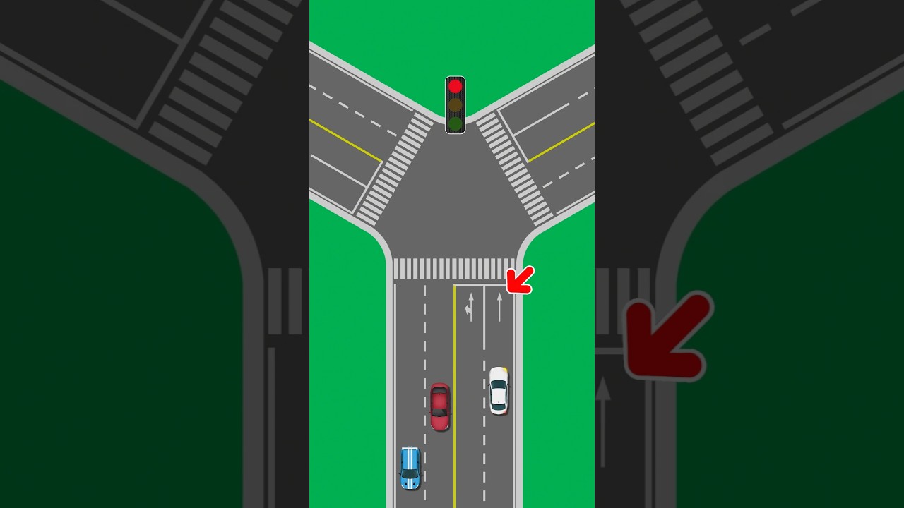 🚦Y-Junction Red Light Stop or Go🤔#trafficrules #driving #drivingtips #drivinglessons