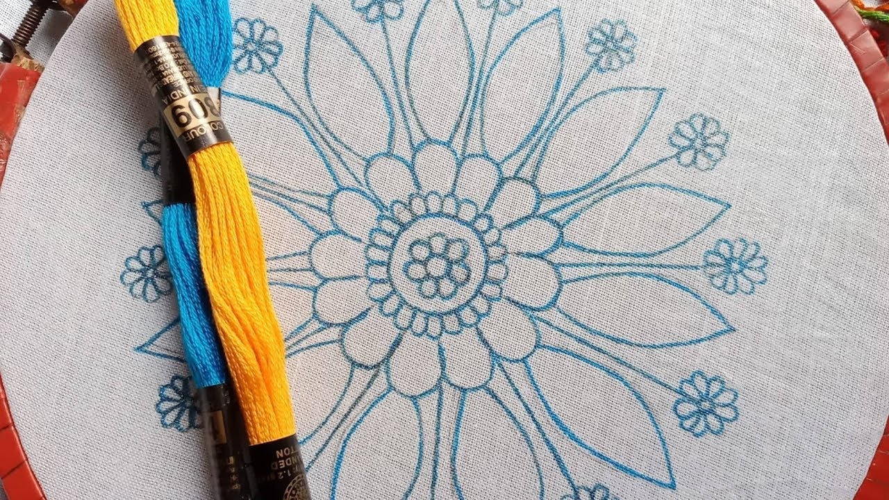 Hand Embroidery Tutorial-15,Latest Cushion cover Design Embroidery,কুশন কভার সহজ সেলাই