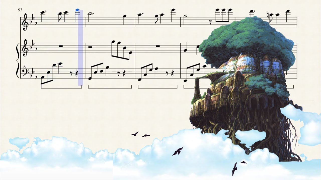 Laputa: Castle in the Sky Main Theme -- Carrying You (piano & violin) [sheet music] by Anita Hu