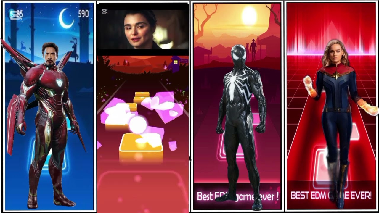 IRON MAN VS BLACK WINDOW VS SPAYDERMAN VS CAPITAN MARVEL VS TILES HOP