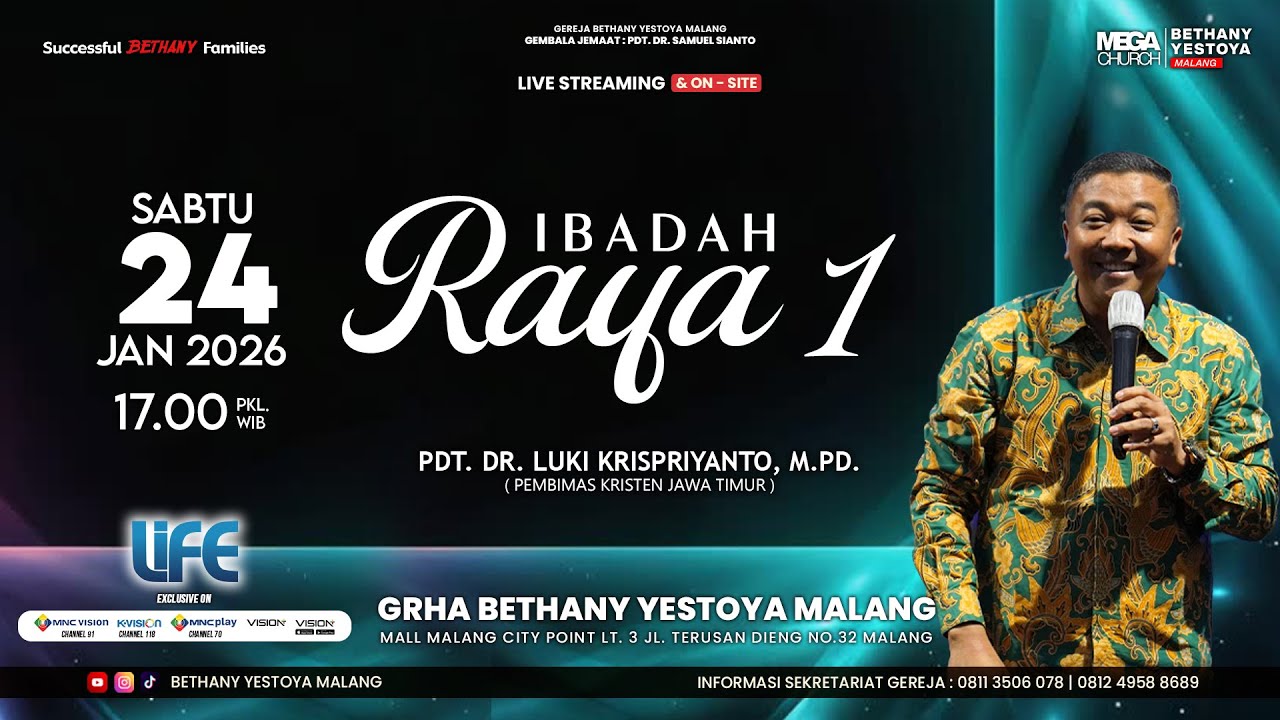 Ibadah Raya On-Site 1 (Tatap Muka) - Gereja Bethany Yestoya - 24 Jan 2026 - Pdt. Luki Krispriyanto
