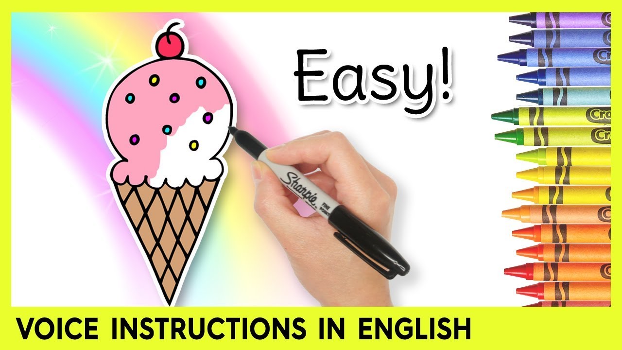 How to Draw an ICE CREAM CONE! Easy Drawing Tutorial for Kids