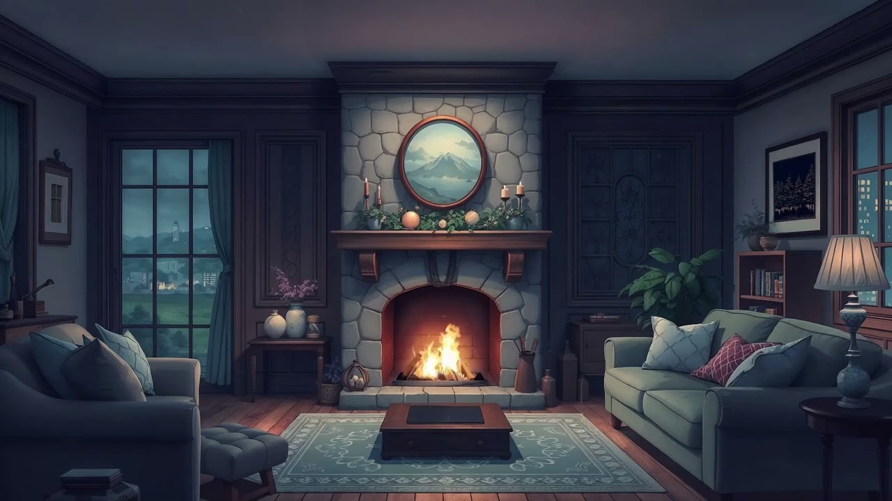 Cozy Fireplace Lofi Piano 🔥🎹 – Relaxing Winter Music for Study & Sleep