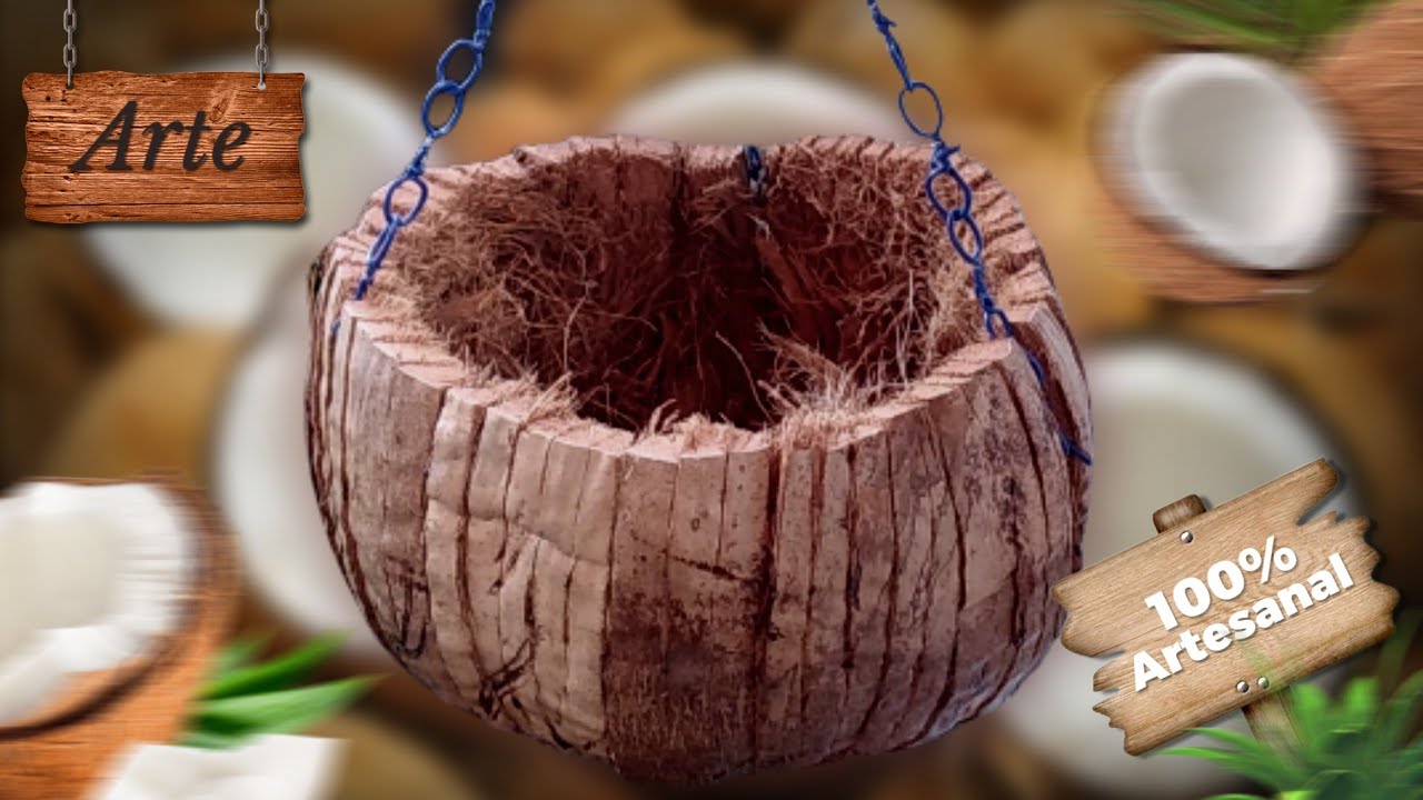 FAZENDO OUTRO TIPO DE CESTA PARA SAMANBAIA ALFINETE (com cascas de coco)
