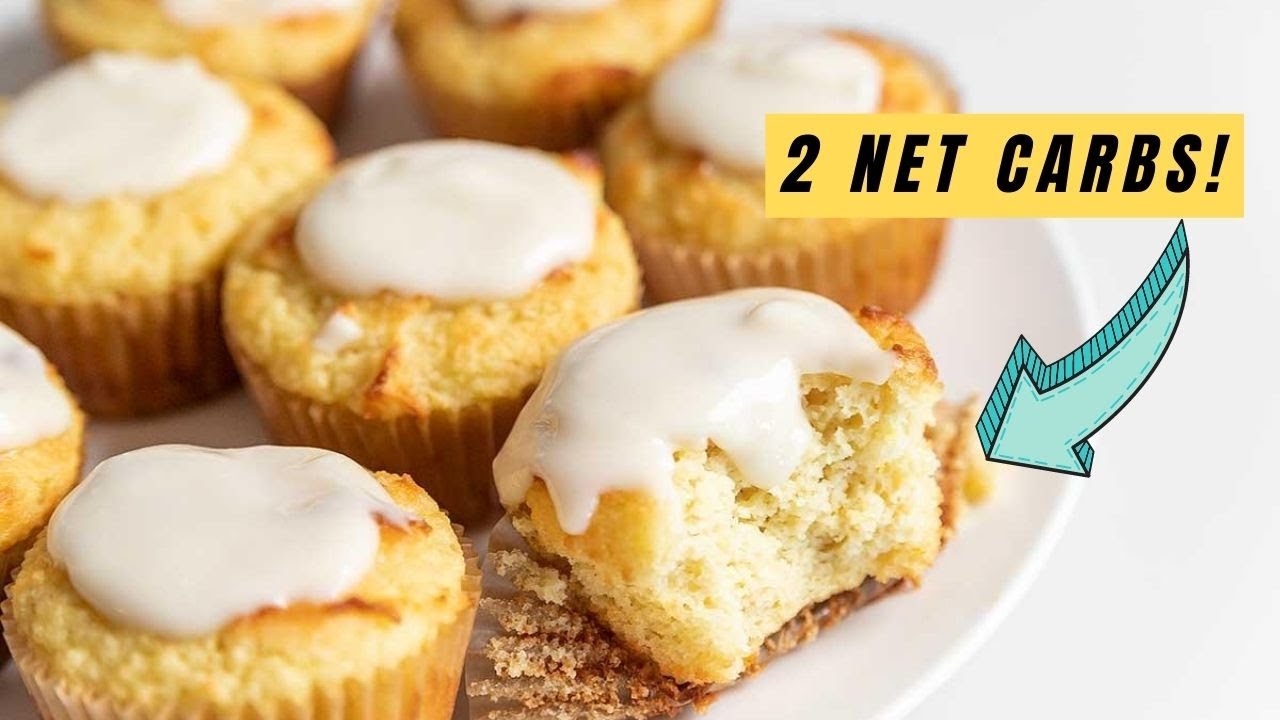 Keto Lemon Pound Cake Muffins with Lemon Glaze