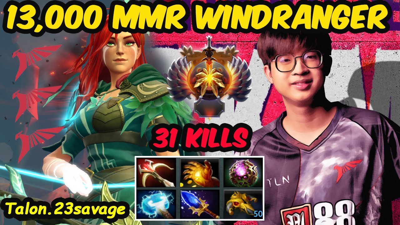 Talon 23savage Windranger Carry 13K MMR Smurf - IMBA SHOT SOLO KILL Dota 2 pro Gameplay 7.32D