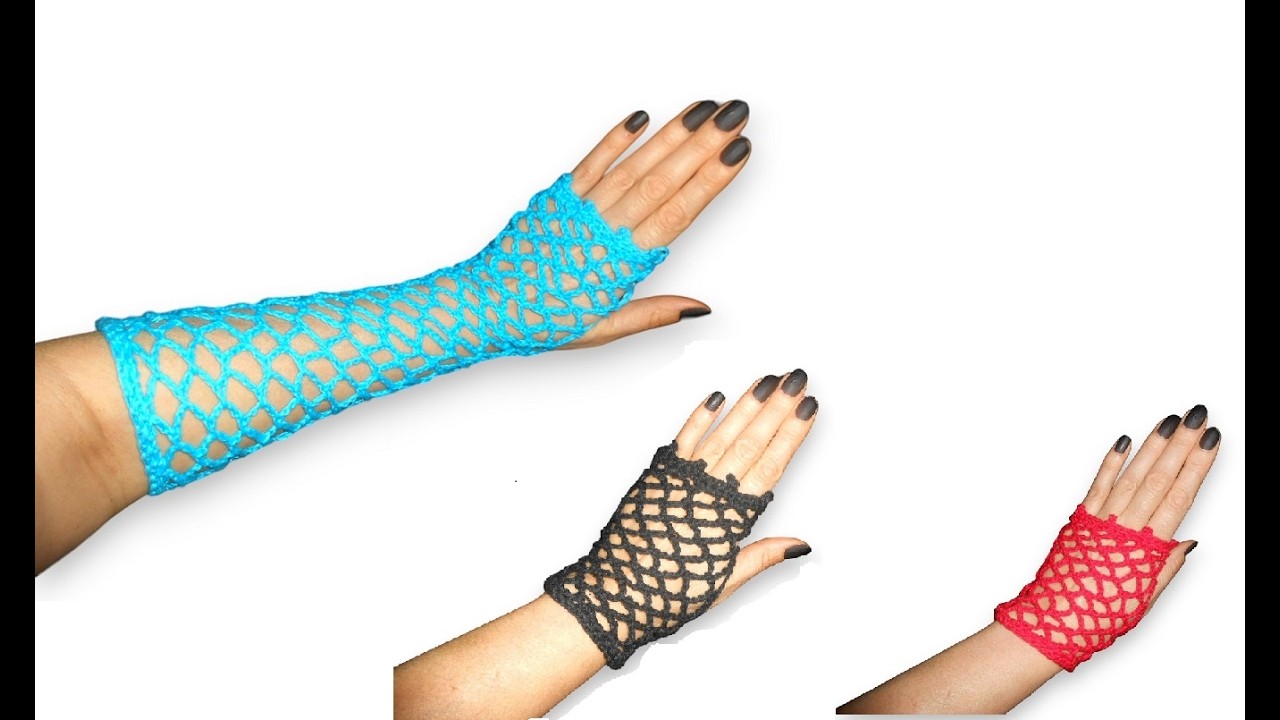 Fishnet glove crochet seamless-Tutorial