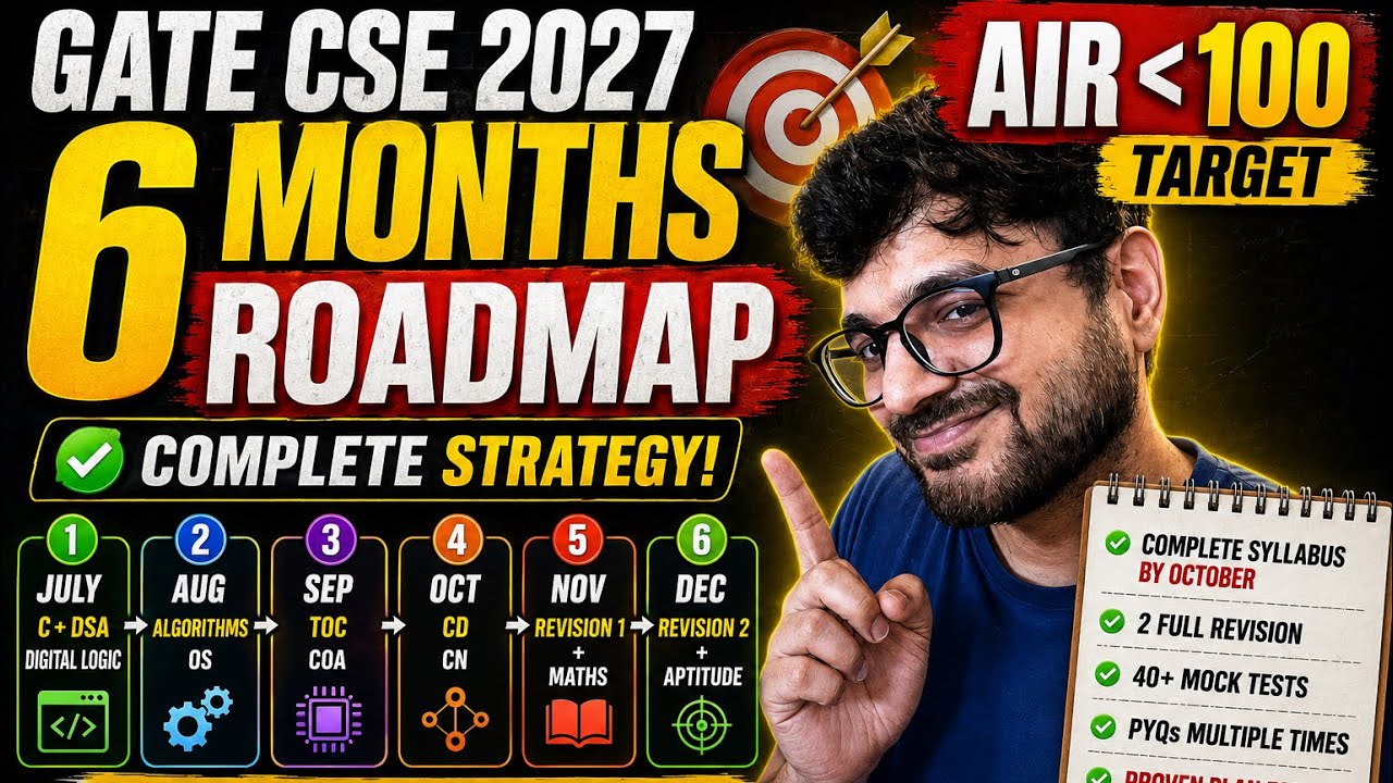 GATE CSE 2027: 6 Months Enough for AIR 100? 🔥 Complete Roadmap & Study Plan