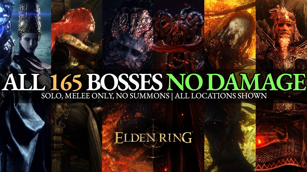 Elden Ring - All 165 Boss Fights & Locations (No Damage) - Solo, No Summons & Melee Only