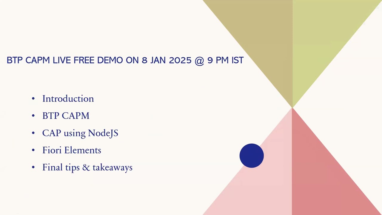 BTP CAP Live Free Demo on 8 Jan 2025 @ 9 PM IST | Registration Link in Description