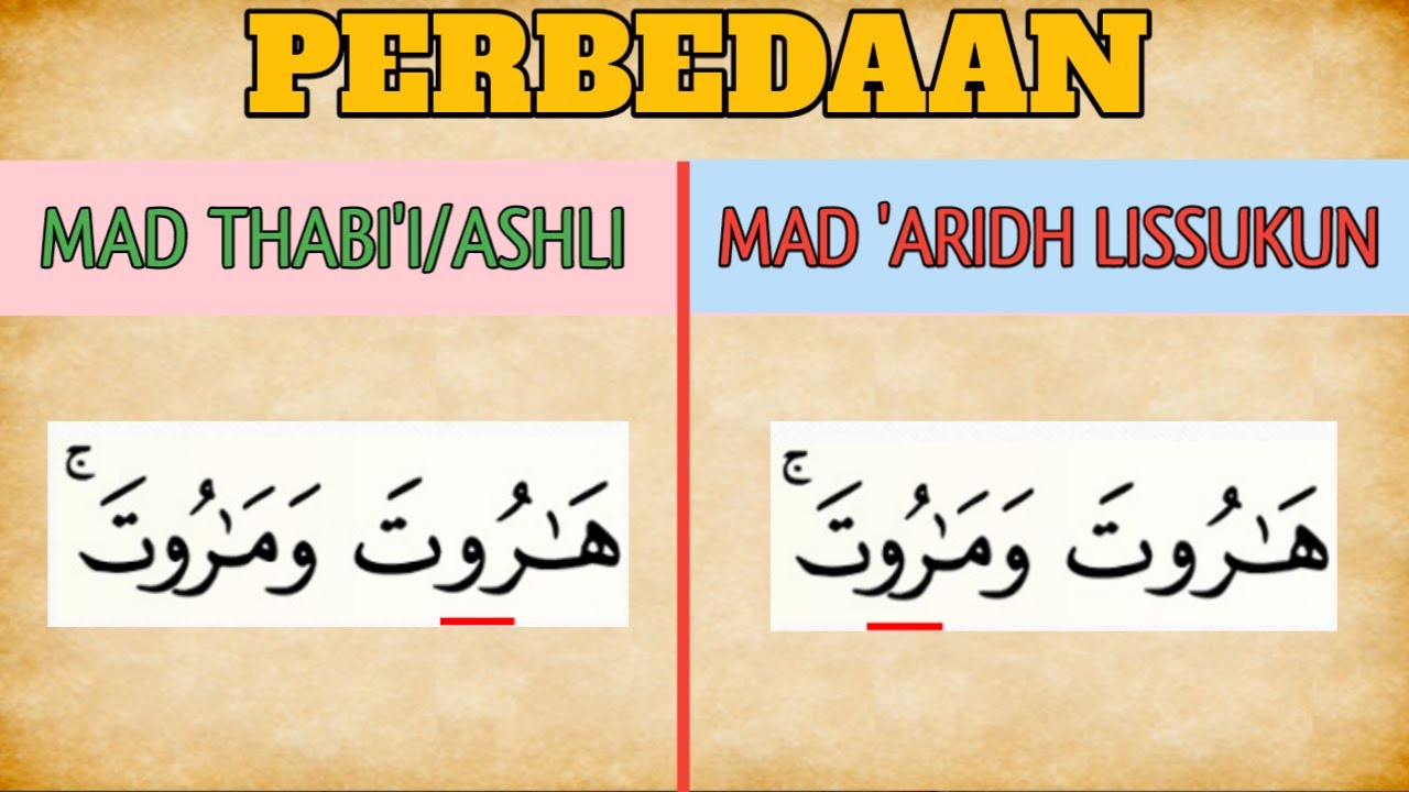 PERBEDAAN MAD THABI'I DAN MAD 'ARIDH LISSUKUN