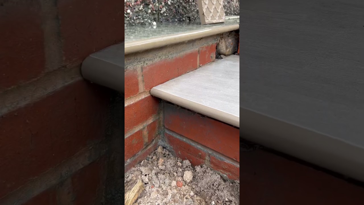How to give porcelain steps a perfect finish also child friendly bullnose profile #landscape