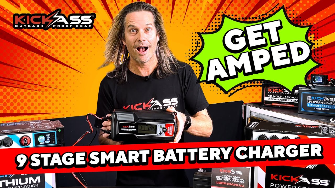KickAss 12V 22Amp - 9 Stage Automatic Smart Battery Charger for Lead Acid, AGM & Lithium Batteries