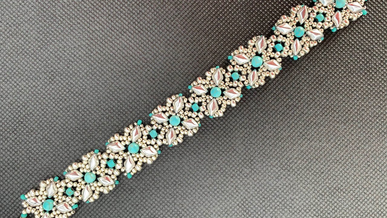 Silver & Turquoise Beaded Bracelet 💎 #beadedbracelet #beadingtutorial