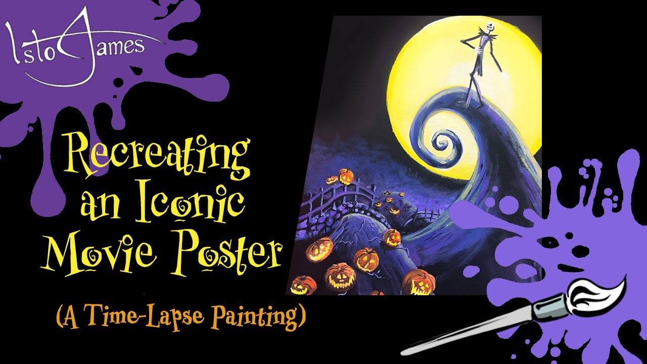 Recreating The Original Nightmare Before Christmas Movie Poster with Acrylic Paints