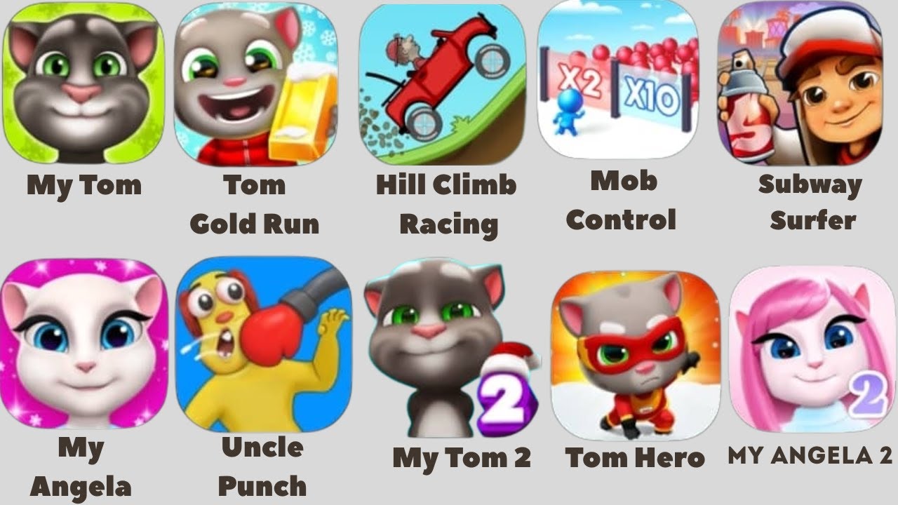 My Tom Tom Gold Run Hill Climb Racing Subway Surf My Angela Uncle Punch, My Tom 2 Tom Hero My Angela
