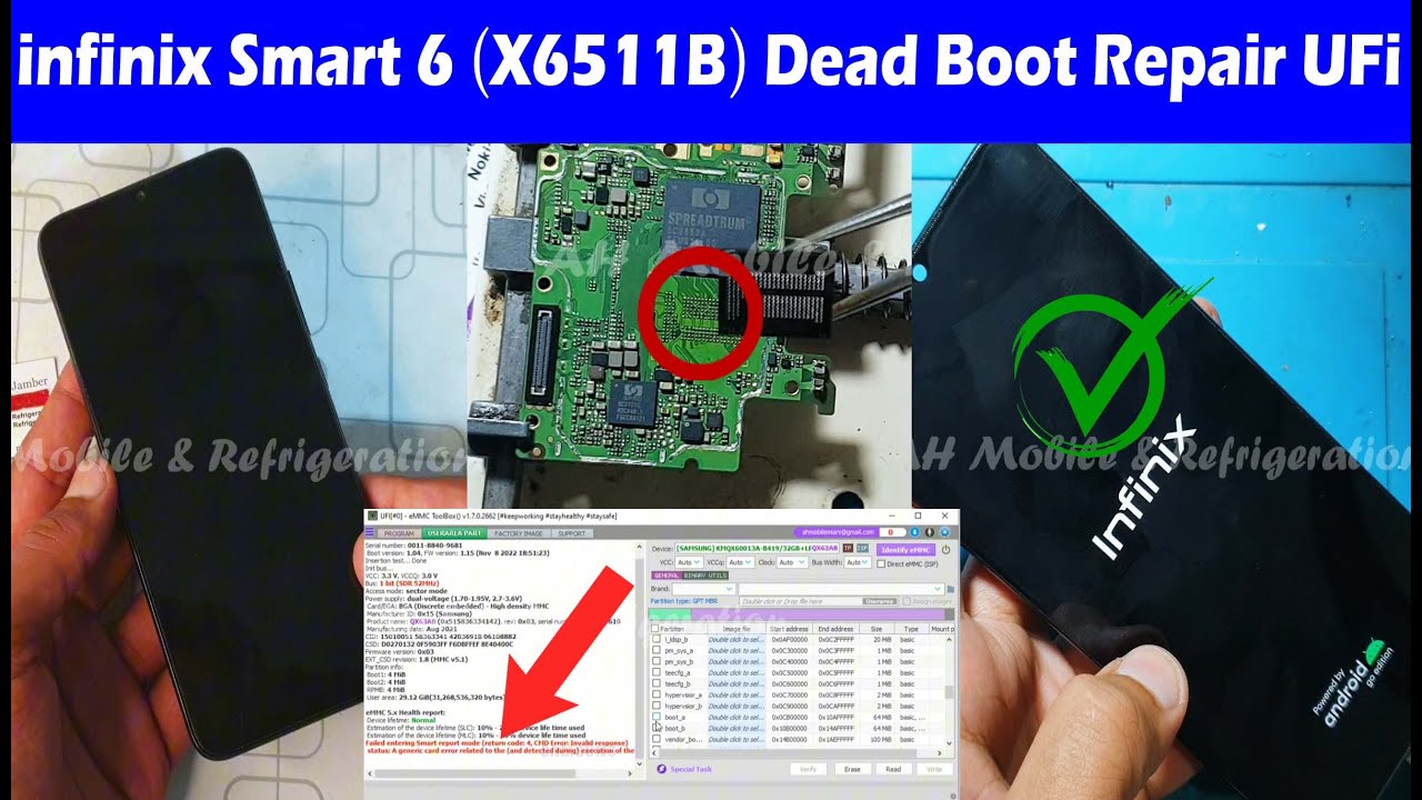 infinix Smart 6 Hang on Logo Dead Boot Repair UFi | infinix (X6511B) Dump File