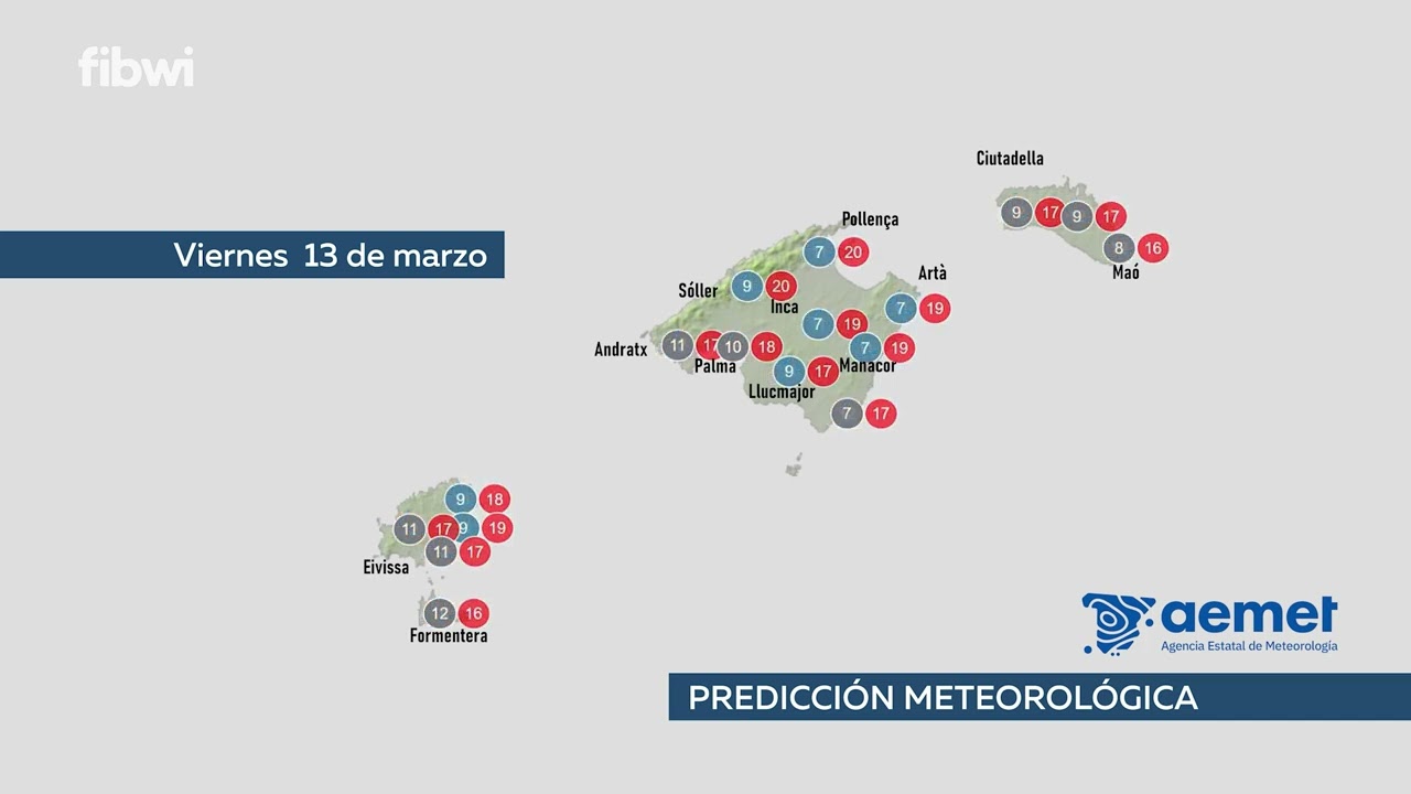 Cielos poco nubosos, brumas matinales y ligero ascenso de temperaturas este viernes en Baleares