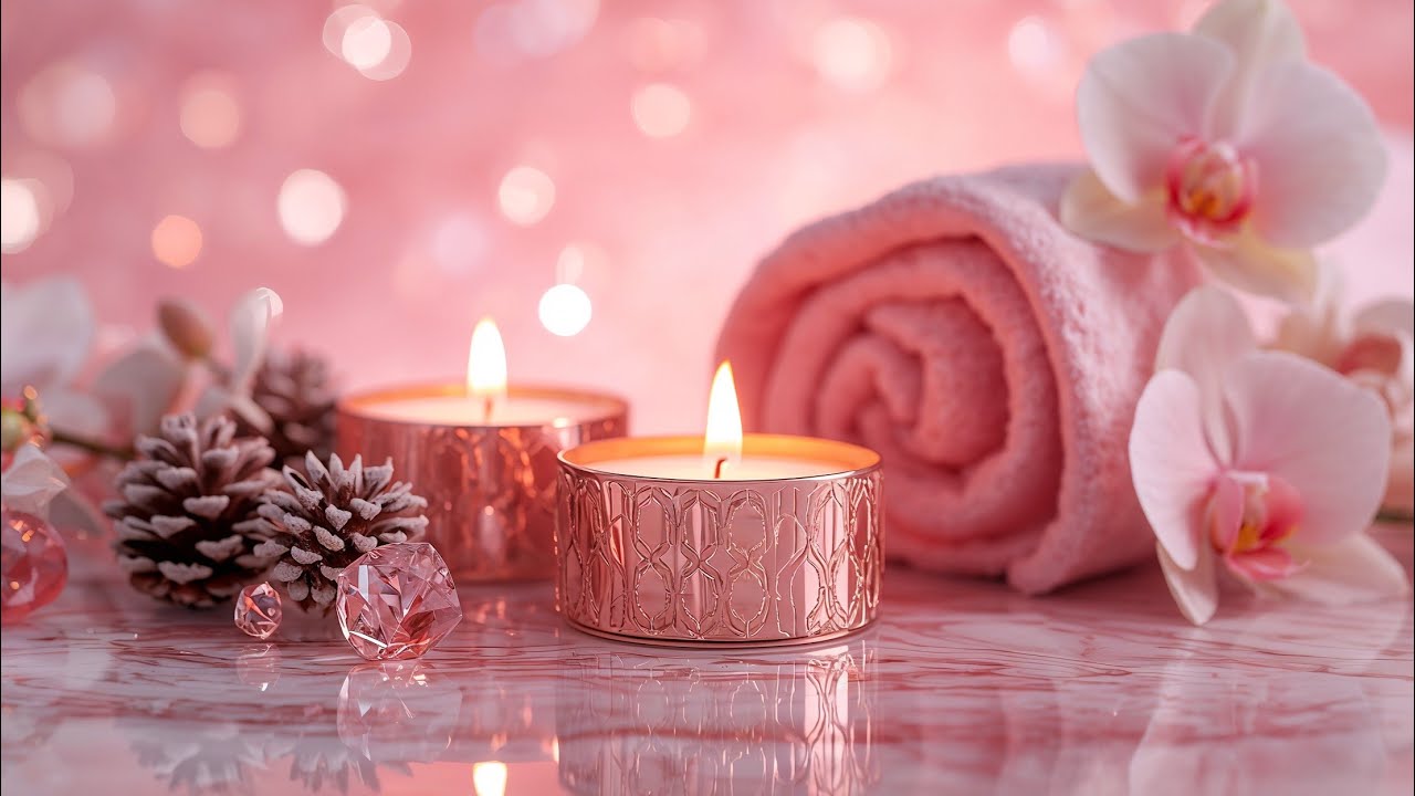 Can’t Sleep Because of Overthinking? 🌙 Gentle Pink Candle Spa Music for Deep Sleep