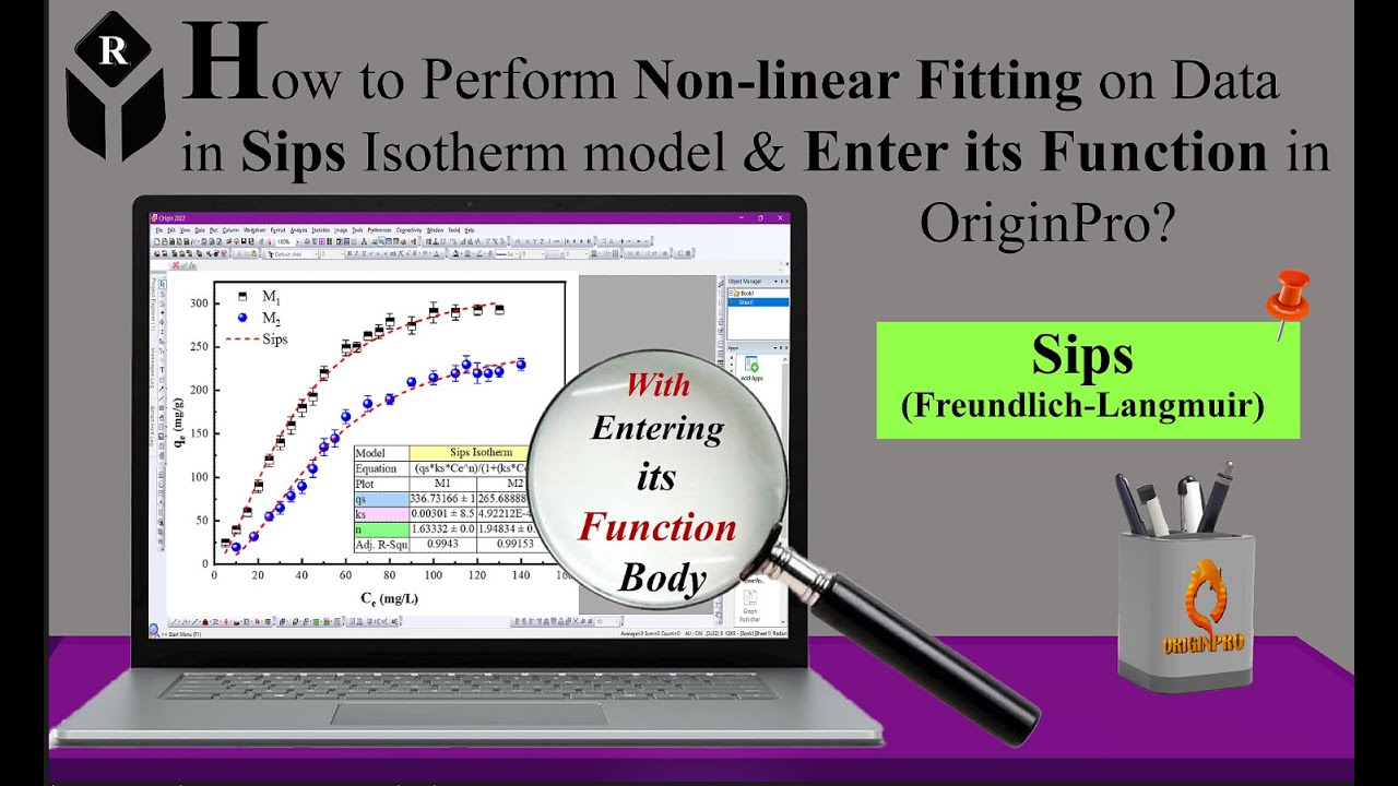 How to fit a non-linear curve or data using Sips isotherm model in Origin?
