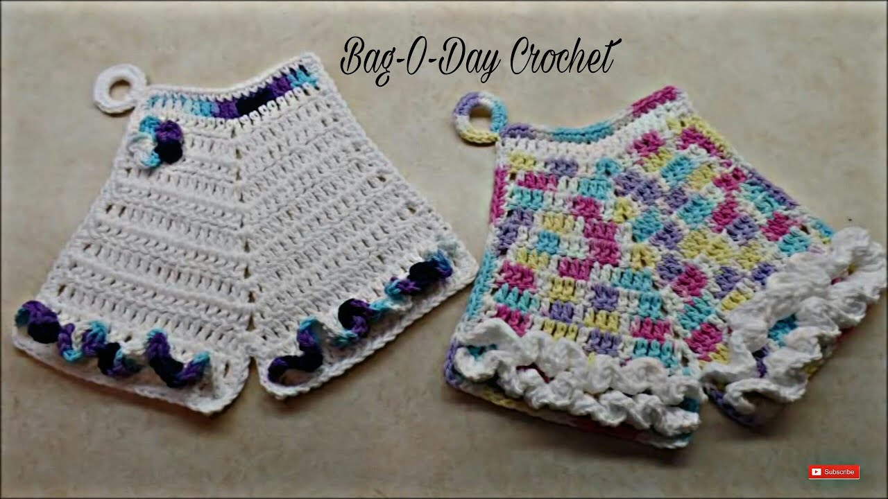 Easy Crochet Vintage Bloomers Potholder TUTORIAL #296 Bagoday Crochet